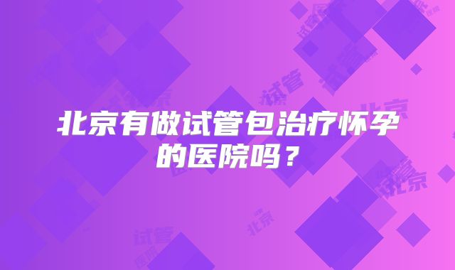 北京有做试管包治疗怀孕的医院吗？
