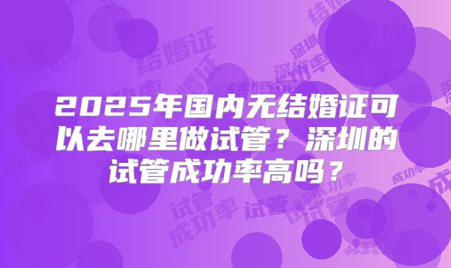 2025年国内无结婚证可以去哪里做试管？深圳的试管成功率高吗？