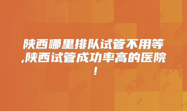 陕西哪里排队试管不用等,陕西试管成功率高的医院！