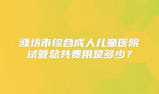 潍坊市综合成人儿童医院试管总共费用是多少？