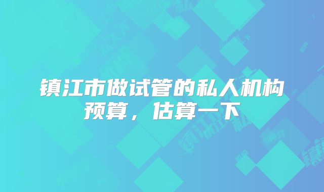 镇江市做试管的私人机构预算，估算一下