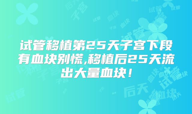 试管移植第25天子宫下段有血块别慌,移植后25天流出大量血块！