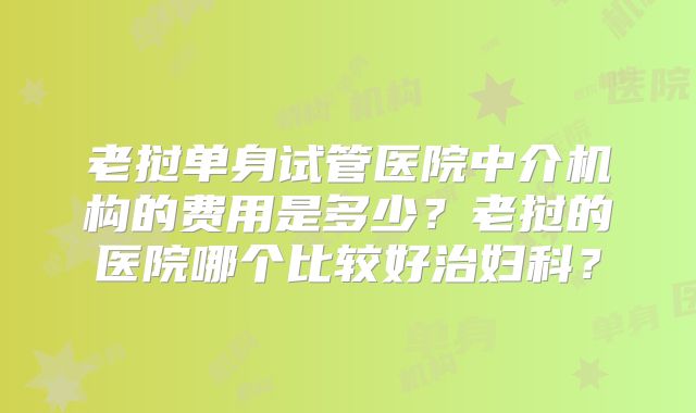 老挝单身试管医院中介机构的费用是多少？老挝的医院哪个比较好治妇科？
