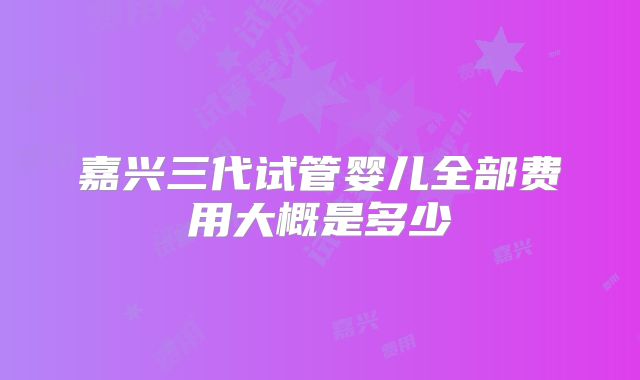 嘉兴三代试管婴儿全部费用大概是多少