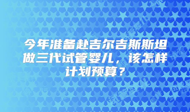 今年准备赴吉尔吉斯斯坦做三代试管婴儿，该怎样计划预算？