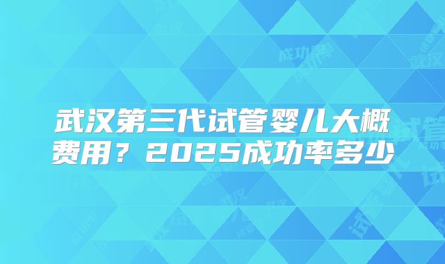武汉第三代试管婴儿大概费用？2025成功率多少