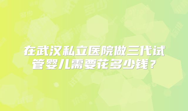 在武汉私立医院做三代试管婴儿需要花多少钱？