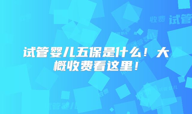 试管婴儿五保是什么!大概收费看这里!