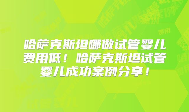 哈萨克斯坦哪做试管婴儿费用低！哈萨克斯坦试管婴儿成功案例分享！