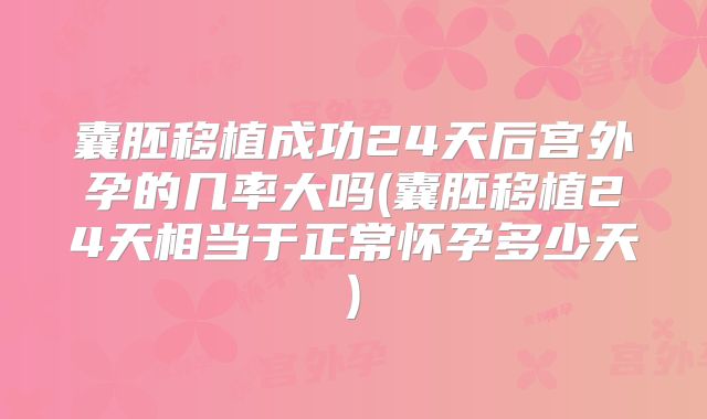 囊胚移植成功24天后宫外孕的几率大吗(囊胚移植24天相当于正常怀孕多少天)