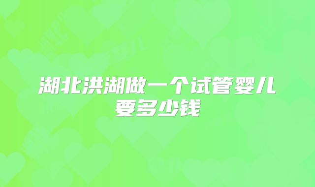 湖北洪湖做一个试管婴儿要多少钱