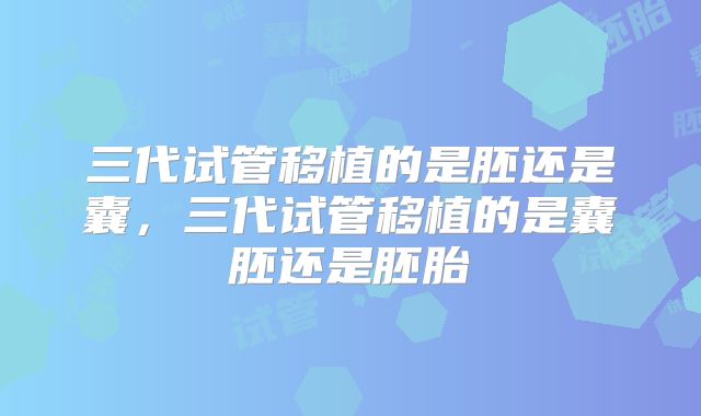 三代试管移植的是胚还是囊，三代试管移植的是囊胚还是胚胎