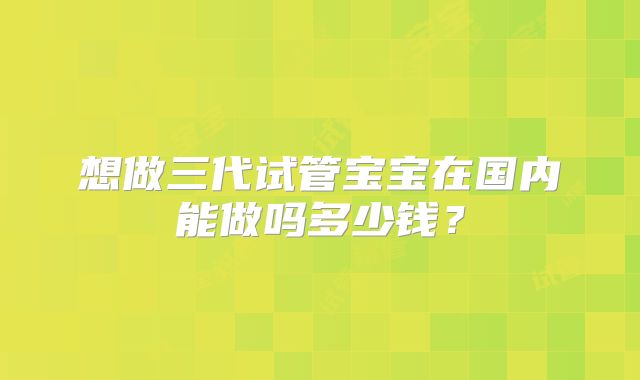 想做三代试管宝宝在国内能做吗多少钱？