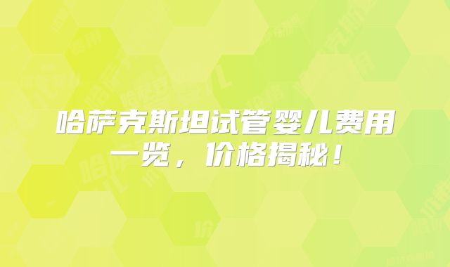 哈萨克斯坦试管婴儿费用一览，价格揭秘！
