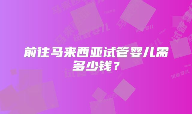 前往马来西亚试管婴儿需多少钱？
