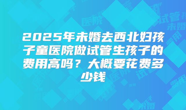 2025年未婚去西北妇孩子童医院做试管生孩子的费用高吗？大概要花费多少钱
