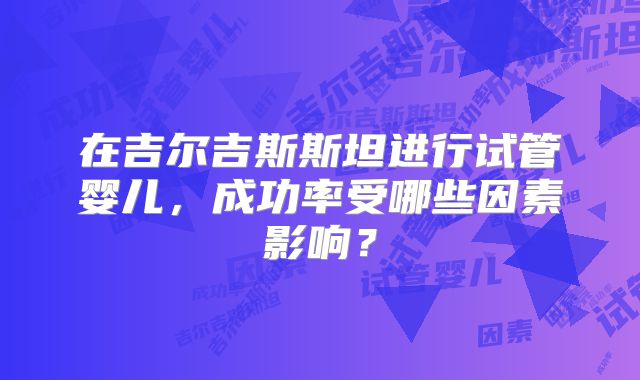 在吉尔吉斯斯坦进行试管婴儿,成功率受哪些因素影响?