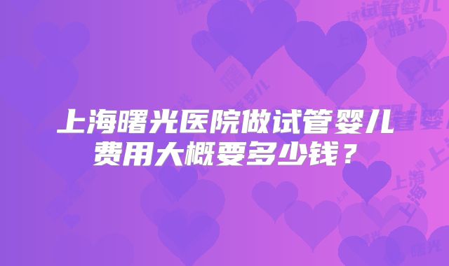 上海曙光医院做试管婴儿费用大概要多少钱？