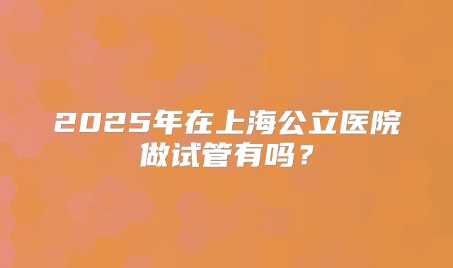 2025年在上海公立医院做试管有吗？