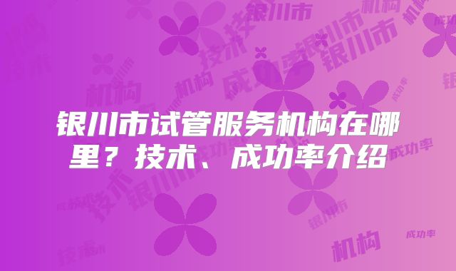 银川市试管服务机构在哪里？技术、成功率介绍