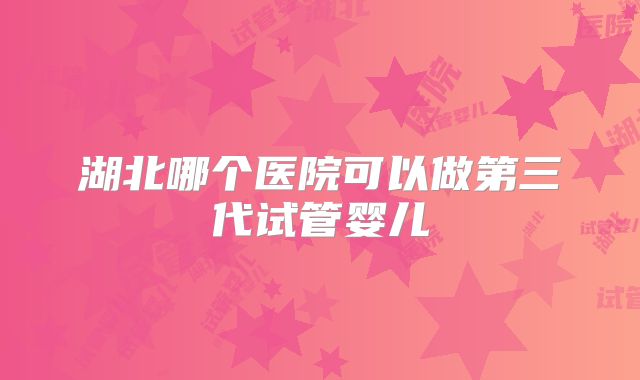 湖北哪个医院可以做第三代试管婴儿