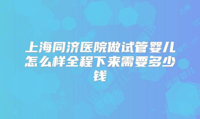 上海同济医院做试管婴儿怎么样全程下来需要多少钱