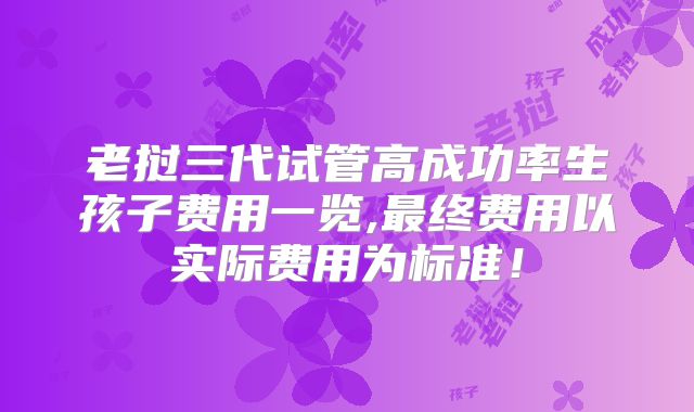 老挝三代试管高成功率生孩子费用一览,最终费用以实际费用为标准！