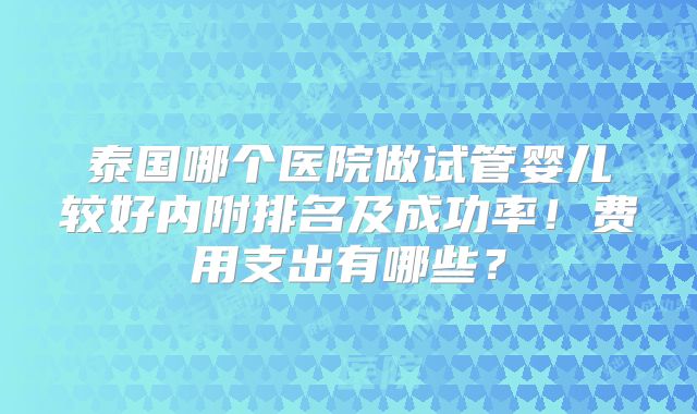 泰国哪个医院做试管婴儿较好内附排名及成功率！费用支出有哪些？