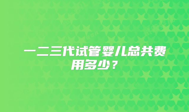 一二三代试管婴儿总共费用多少？
