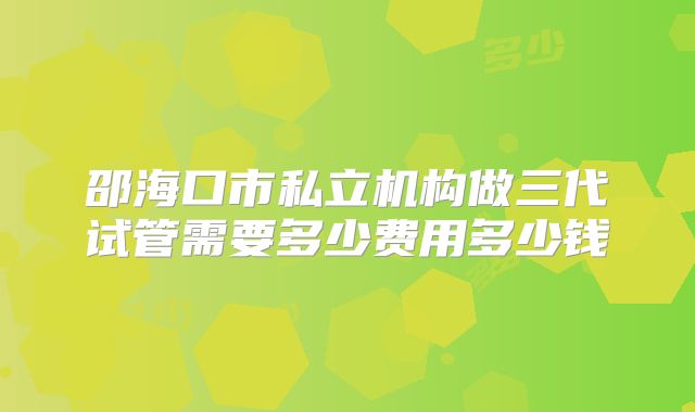 邵海口市私立机构做三代试管需要多少费用多少钱