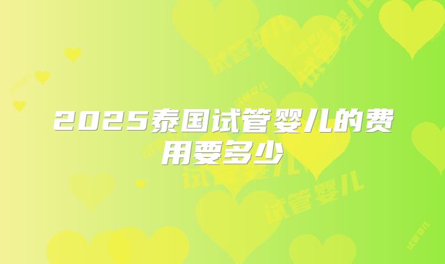 2025泰国试管婴儿的费用要多少