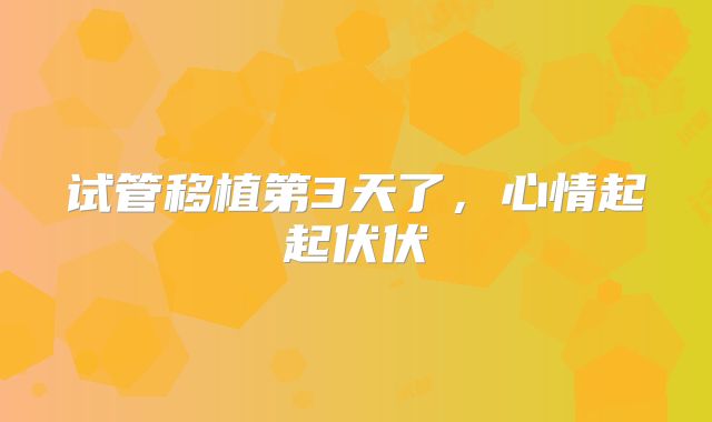 试管移植第3天了，心情起起伏伏