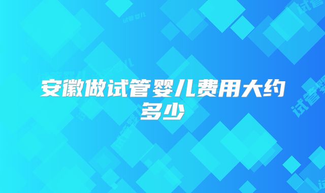 安徽做试管婴儿费用大约多少