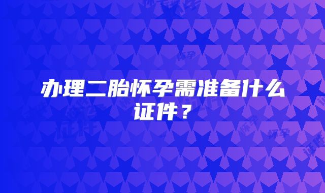 办理二胎怀孕需准备什么证件？