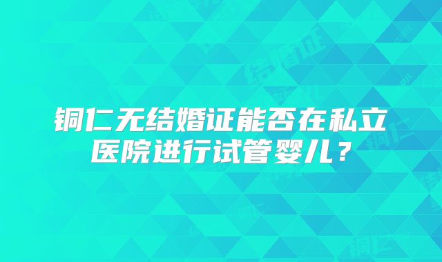 铜仁无结婚证能否在私立医院进行试管婴儿?
