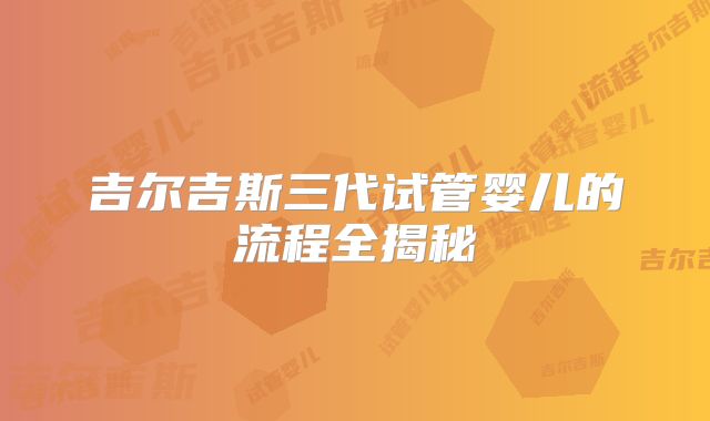 吉尔吉斯三代试管婴儿的流程全揭秘