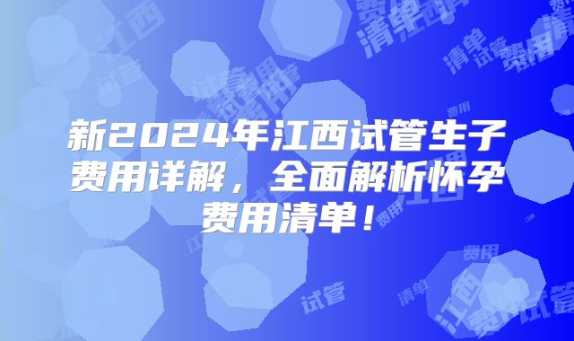 新2024年江西试管生子费用详解，全面解析怀孕费用清单！