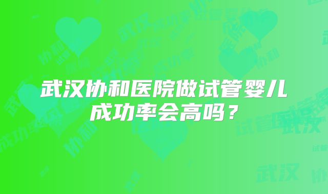 武汉协和医院做试管婴儿成功率会高吗？