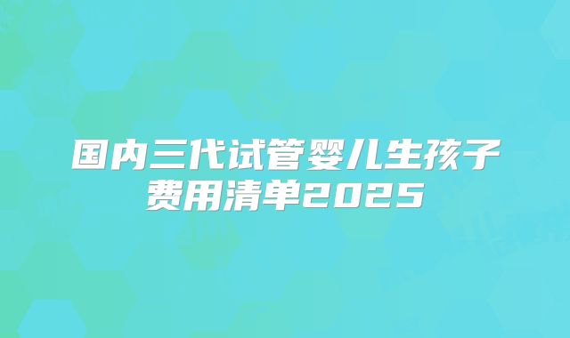 国内三代试管婴儿生孩子费用清单2025