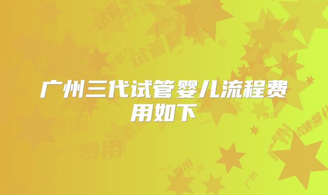 广州三代试管婴儿流程费用如下