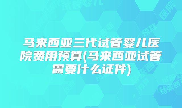 马来西亚三代试管婴儿医院费用预算(马来西亚试管需要什么证件)