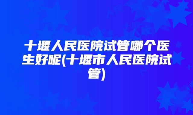 十堰人民医院试管哪个医生好呢(十堰市人民医院试管)
