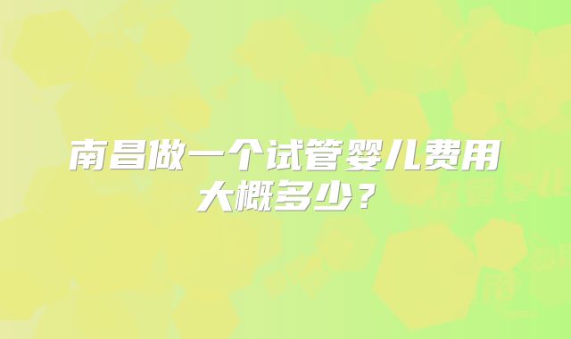 南昌做一个试管婴儿费用大概多少?