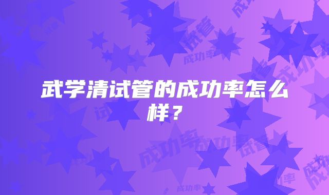 武学清试管的成功率怎么样？