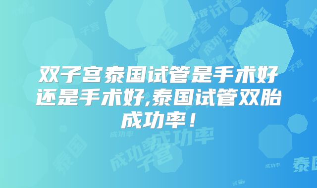 双子宫泰国试管是手术好还是手术好,泰国试管双胎成功率！