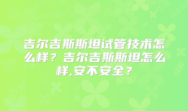 吉尔吉斯斯坦试管技术怎么样？吉尔吉斯斯坦怎么样,安不安全？