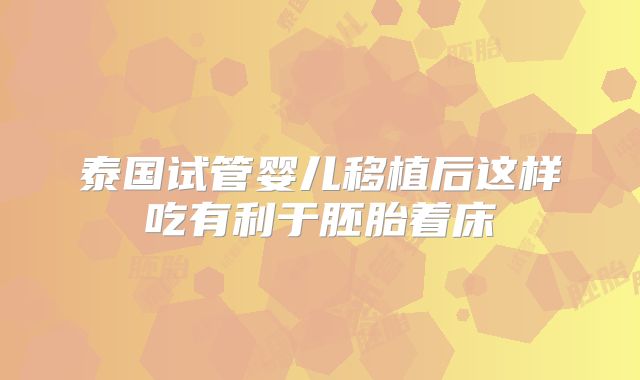 泰国试管婴儿移植后这样吃有利于胚胎着床