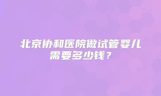 北京协和医院做试管婴儿需要多少钱？