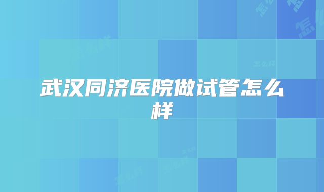 武汉同济医院做试管怎么样