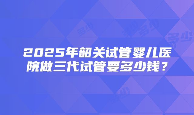 2025年韶关试管婴儿医院做三代试管要多少钱？